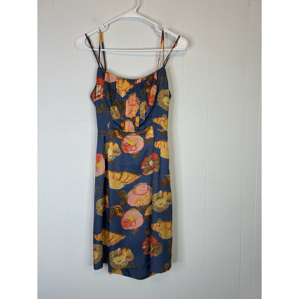 Maeve Anthropologie Sz 6 Dress Peony Silk Blend Floral Open Back 276